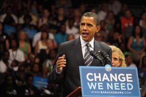 Barack Obama campaigning in 2008